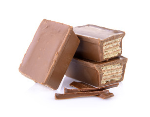 wafers in chocolate isolated on a white background