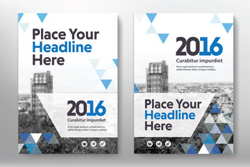 Blue Color Scheme with City Background Business Book Cover Design Template in A4. Easy to adapt to Brochure, Annual Report, Magazine, Poster, Corporate Presentation, Portfolio, Flyer, Banner, Website