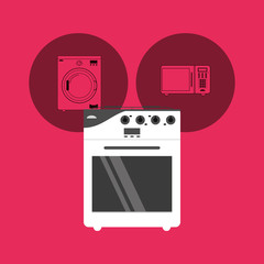 oven stove with washing machine and microwave home electronic appliances image vector illustration