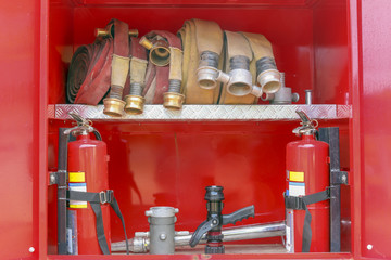 equipment of a modern fire engine