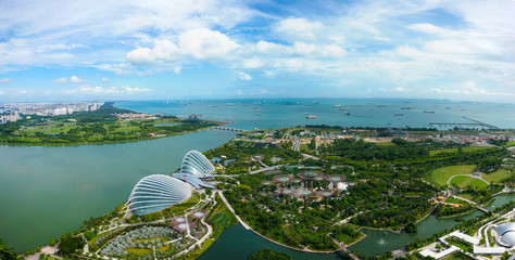 Singapore Marina bay gardens panorama - obrazy, fototapety, plakaty
