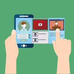 Vector illustration of mobile app for video