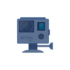 Action camera icon isolated on white background. Video camera in waterproof case for extreme sports.