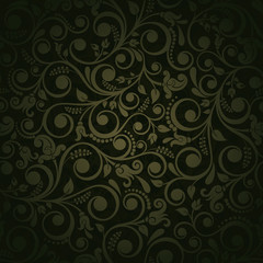 Seamless background of  green color in the style of Damascus