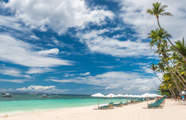 Obraz na płótnie Canvas Tropical beach background from Alona Beach at Panglao Bohol isla