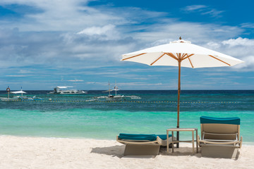 Tropical beach background from Alona Beach at Panglao Bohol isla