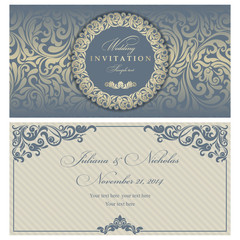 Set of 2 Wedding Invitation card Baroque
