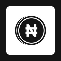 Fototapeta premium Coin naira icon in simple style isolated on white background. Monetary currency symbol vector illustration