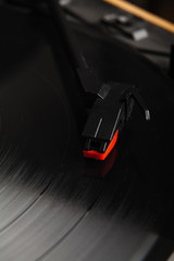 Plakat Close-up turntable needle and vinyl disk