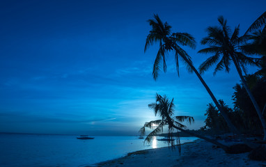 Tropical beach background of night view from Dumaluan Beach at P - obrazy, fototapety, plakaty