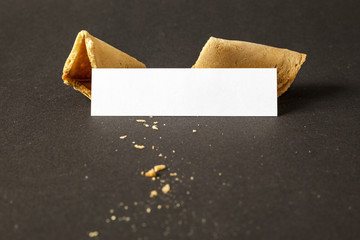 a fortune cookie with a blank paper for your message - obrazy, fototapety, plakaty