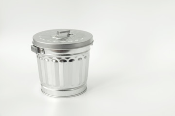 steel trash can object element with white background