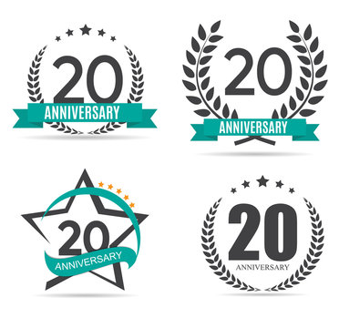 Template Logo 20 Years Anniversary Set Vector Illustration