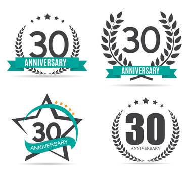 Template Logo 30 Years Anniversary Set Vector Illustration