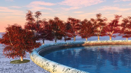 autumn Park. trees over the water