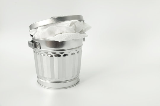 steel trash can object element with white background