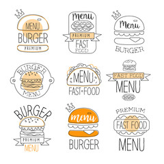 Obraz premium Burger Street Food Promo Labels Collection