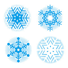 Set Of Blue Decorative Snowflakes.
Set of four original stylized snow flakes.Isolated on the white background. Vector available.
