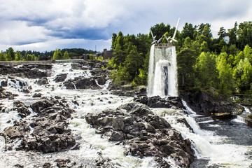 Small waterfall Norway city Honefoss 01.07.2014 © Heroc