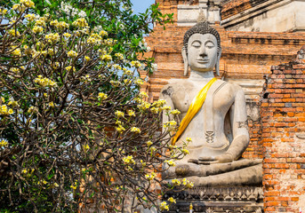 Sitting buddha at Wat YAI CHAI MONGKOL HISTORIC SITE IN AYUTTHAY