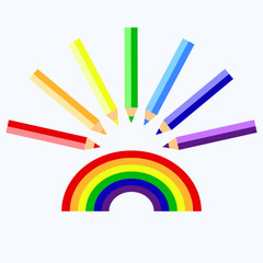 Color pencils drawing a rainbaw