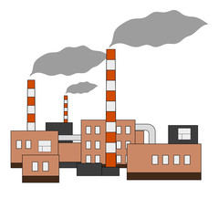 Factory complex with smoking smokestacks