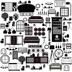 living room, home decoration, home furniture icons