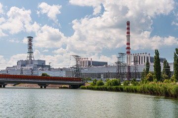 Fototapeta premium The building and housing units of the nuclear power plant.