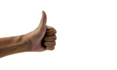 Thumb isolated on white background.
