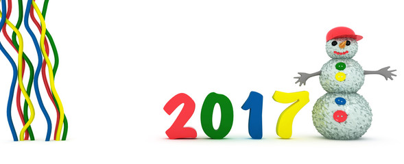 New Year and a snowman on a white background