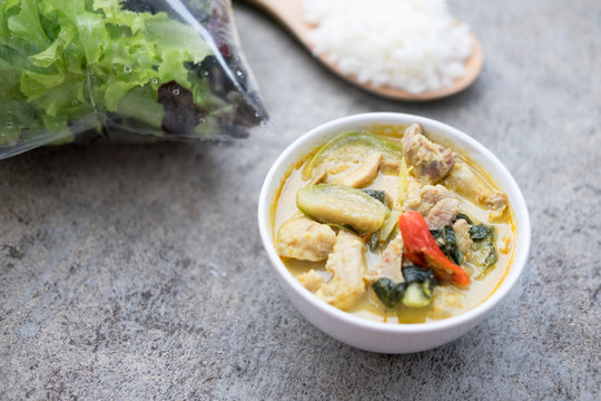 Green curry pork and eggplant, Thai traditional and popular food