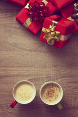 Fototapeta na wymiar Christmas morning coffee