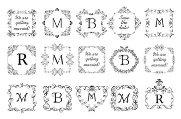 Beautiful vignettes collection for wedding design, menu card, restaurant, cafe, hotel, jewellery store, logo templates, monogram