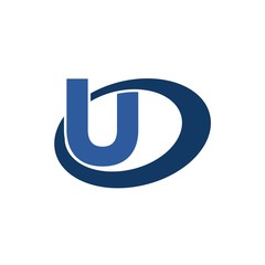 U letter initial in oval logo design