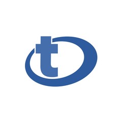 t letter initial in oval logo design