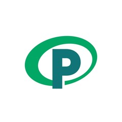 p letter initial in oval logo design