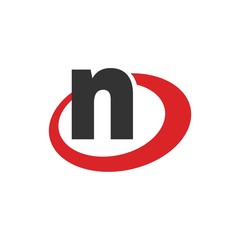 n letter initial in oval logo design