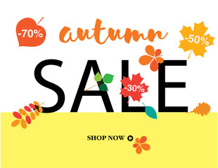 Autumn sale design decorated leaves. Vector