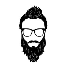 Obraz na płótnie Canvas Barbershop Hipster beard Mustache Glasses Hairstyle Vector image