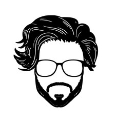 Barbershop Hipster beard Mustache Glasses Hairstyle Vector image
