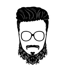 Barbershop Hipster beard Mustache Glasses Hairstyle Vector image