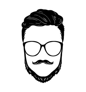 Barbershop Hipster beard Mustache Glasses Hairstyle Vector image