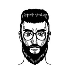 Portrait of bearded man for barbershop Hipster style