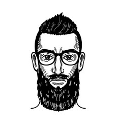 Portrait of bearded man for barbershop Hipster style