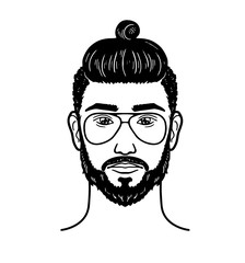 Vector portrait Hipster Image of bearded man for barbershop