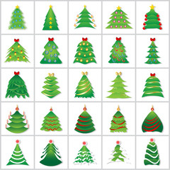 Christmas Tree Icons Set - Isolated On White Background - Vector Illustration, Graphic Design. For Web,Websites,Print,Presentation Templates,Mobile Applications And Promotional Materials