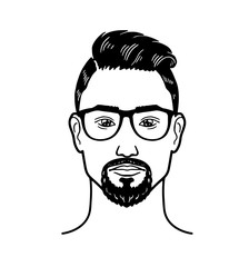 Vector portrait Hipster Image of bearded man for barbershop