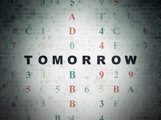 Obraz premium Time concept: Tomorrow on Digital Data Paper background