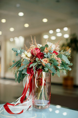 Beautiful bridal bouquet of fresh flowers