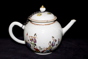 Oriental Tea Pot on Black Background